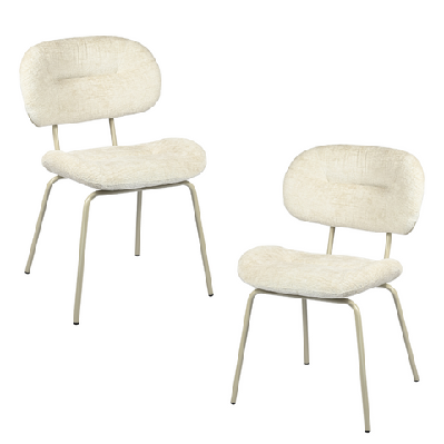 set of 2 jaxon fabric kitchen dining side chair metal legs pearl