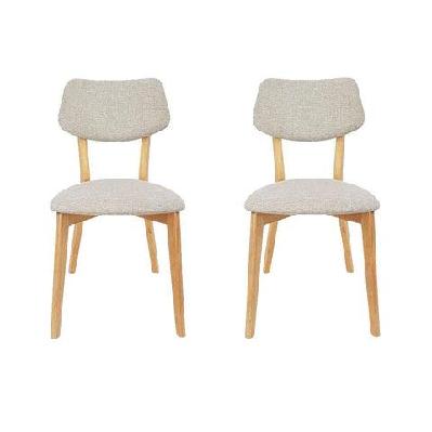 set of 2 - jelly bean scandinavian fabric wooden dining chair - sand