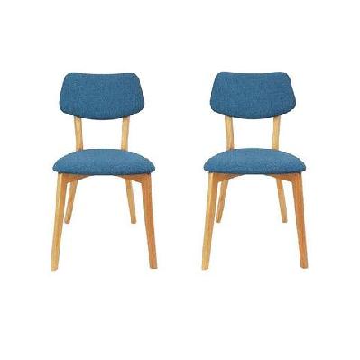set of 2 - jelly bean scandinavian fabric wooden dining chair - teal