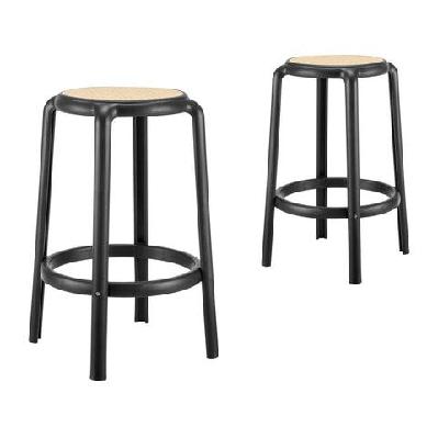set of 2 jiro kitchen counter bar stool round 65cm black