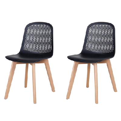 set of 2 jonas pp kitchen dining chairs wooden legs black/oak