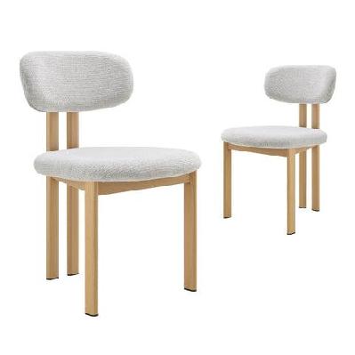 set of 2 kamala fabric kitchen dining side chair grey/oak