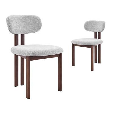 set of 2 kamala fabric kitchen dining side chair grey/walnut