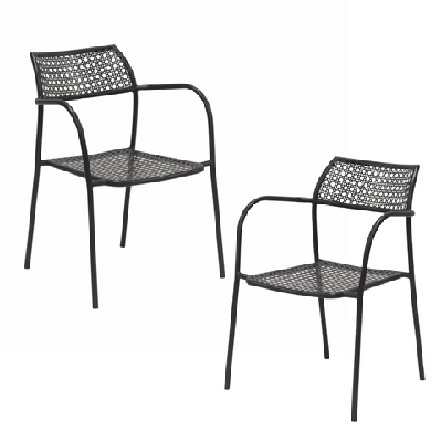 set of 2 kara antirust treatment metal outdoor dining arm chair espresso