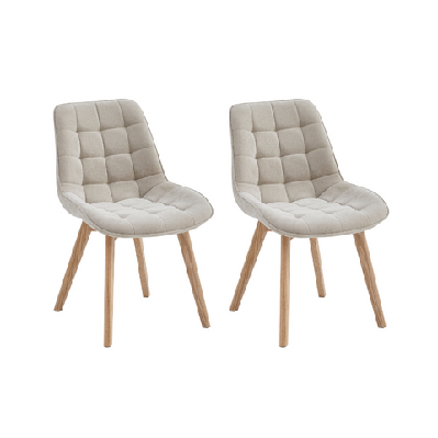 set of 2 kelli chenille fabric kitchen dining side chair wood legs taupe / natural