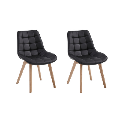 set of 2 kelli eco-leather kitchen dining side chair wood legs black / natural