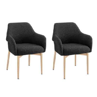 set of 2 koyo kitchen dining arm chairs metal legs black