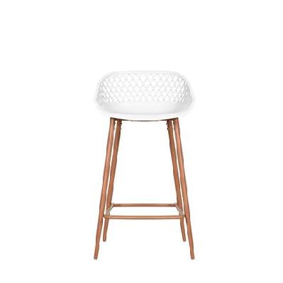 set of 2 leerdam kitchen counter bar stools metal frame - white white