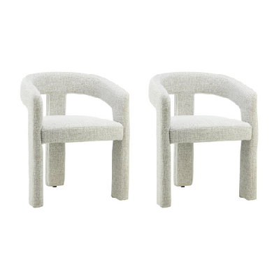 set of 2 lila textured boucle fabric kitchen dining armchair natural