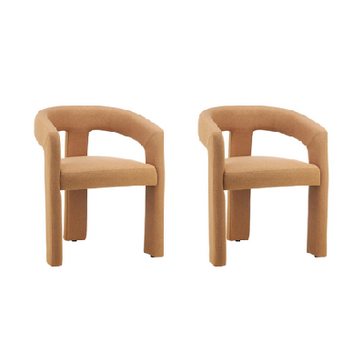 set of 2 lila textured boucle fabric kitchen dining armchair orange