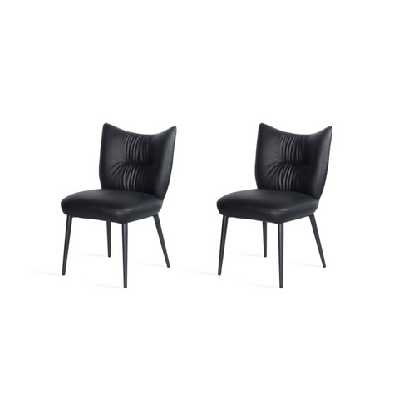set of 2 lindy eco-leather kitchen dining side chair metal frame black