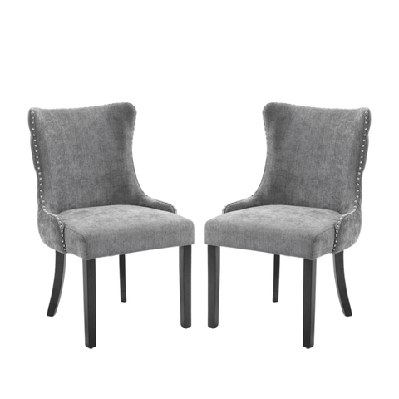 set of 2 london velvet fabric dining chair - grey