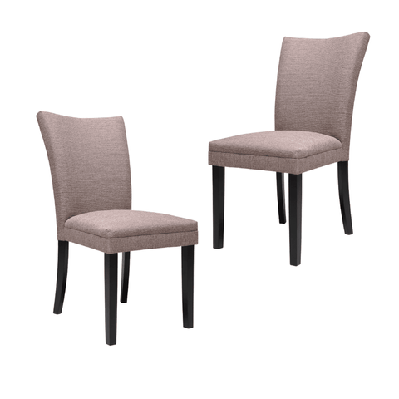 set of 2 designer fabric modern dining chair wooden legs - taupe