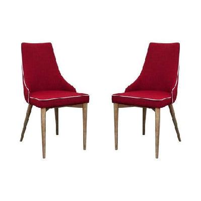 set of 2 - martini luxury scandinavian fabric dining chair - red
