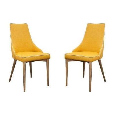 set of 2 - martini luxury scandinavian fabric dining chair - yellow