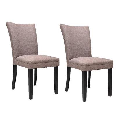 set of 2 fabric wooden cafe kitchen dining chair - brown