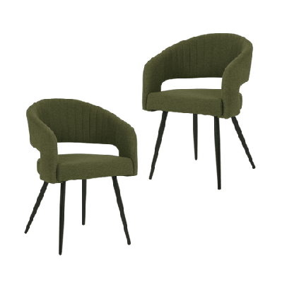 set of 2 merril modern boucle fabric kitchen dining chair - olive