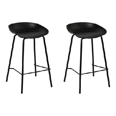 set of 2 metal bar stools - black