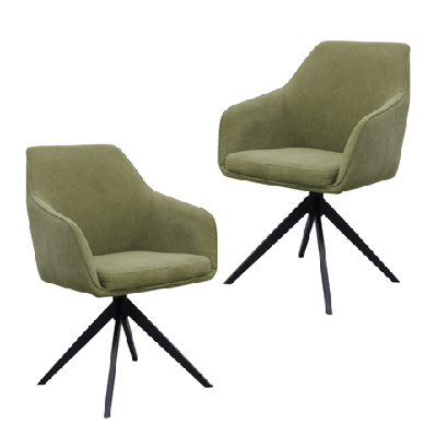 set of 2 moz rotation modern fabric kitchen dining chair - olive
