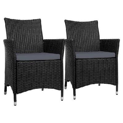 set of 2 outdoor bistro set chairs patio furniture dining wicker garden cushion gardeon