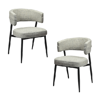 set of 2 ozzy modern textured fabric kitchen dining chair metal legs granite