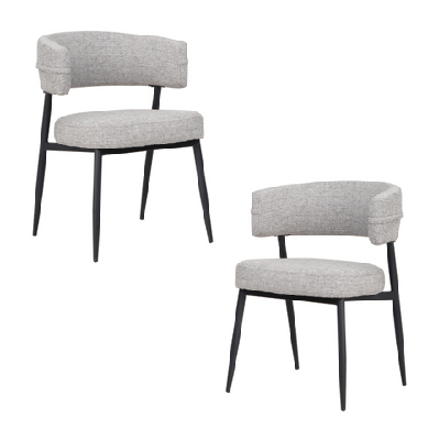 set of 2 ozzy modern textured fabric kitchen dining chair metal legs granite 