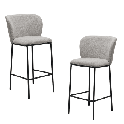 set of 2 paolo modern boucle fabric kitchen counter bar stool - latte