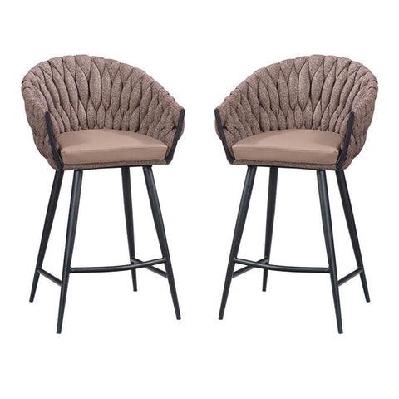 set of 2 - peak fabric bar stool 65cm - chocolate milk