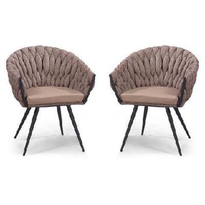 set of 2 - peak fabric dining armchair - chocolate milk