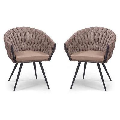 set of 2 - peak fabric dining armchair - chocolate milk