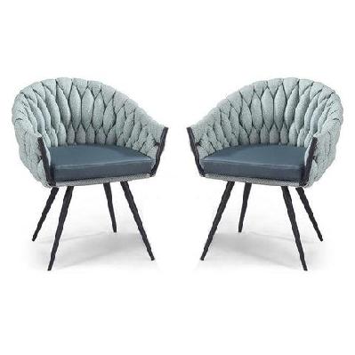 set of 2 - peak fabric dining armchair - ocean teal