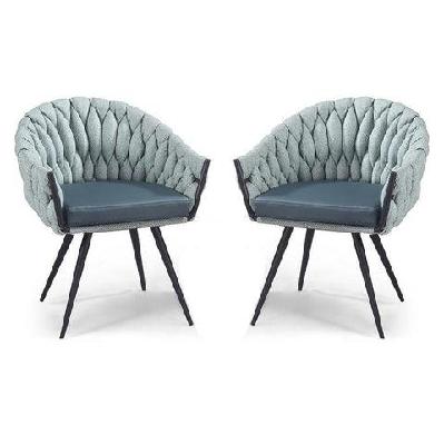 set of 2 - peak fabric dining armchair - ocean teal
