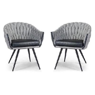 set of 2 - peak  fabric dining armchair - volcanic ash