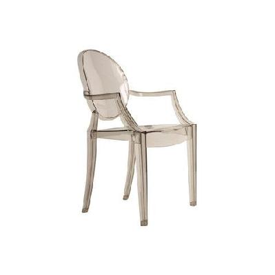 set of 2 philippe starck replica louis ghost kitchen dining chair armchairs - smoke smoke