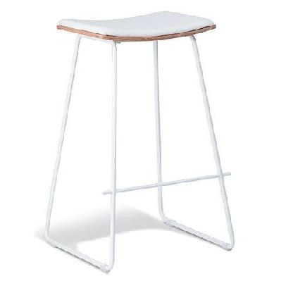 set of 2 - porter nordberg kitchen counter bar stool 73m - white frame - natural veneer - white cushion seat