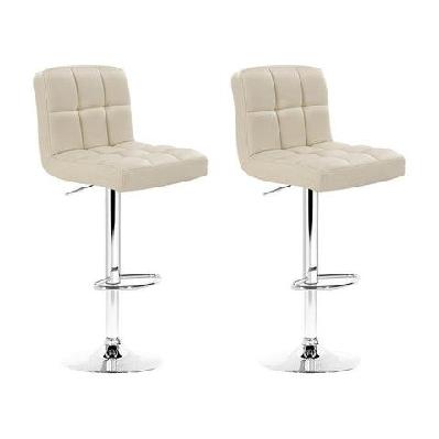 set of 2 pu leather gas lift bar stools - beige