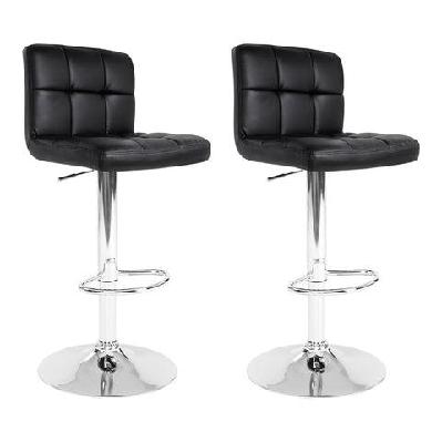 set of 2 pu leather gas lift bar stools - black