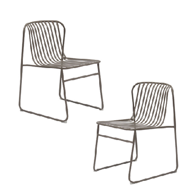 set of 2 renzo antirust treatment metal outdoor dining side chair cappuccino