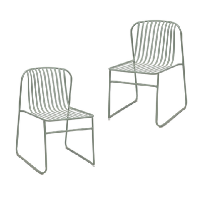 set of 2 renzo antirust treatment metal outdoor dining side chair thyme green