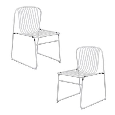 set of 2 renzo antirust treatment metal outdoor dining side chair white