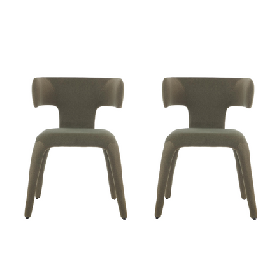 set of 2 rogan mohair fabric kichen dining side chair leaf