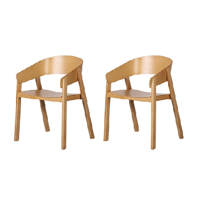 set of 2 ronan wooden kitchen dining armchair ash