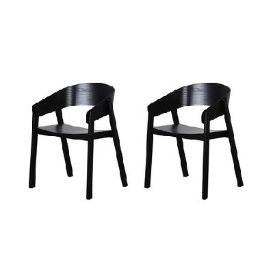 set of 2 ronan wooden kitchen dining armchair black