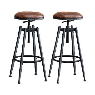 set of 2 rustic industrial bar kitchen stool barstool swivel natural