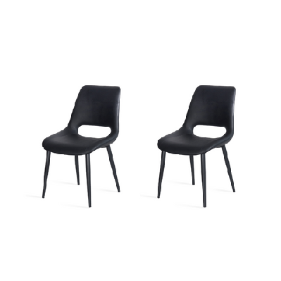 set of 2 sephy eco-leather kitchen dining side chair metal frame black