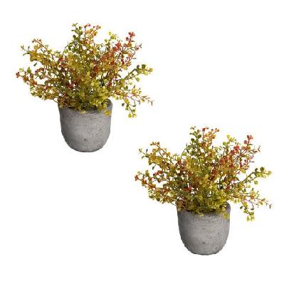 set of 2 shell bush artificial plant flower arrangement decorative in pot