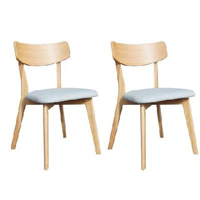 set of 2 fabric dining chair wooden frame - mint and oak