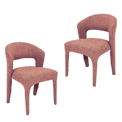 set of 2 silas all-cover mohair fabric kitchen dining chair sunset