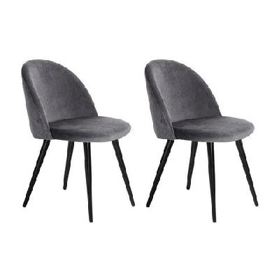 set of 2 velvet modern dining chair - dark grey