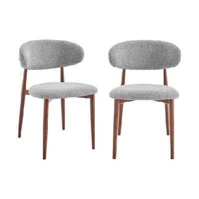 set of 2 wirrin fabric cushioned kitchen dining side chairs wooden frame grey
